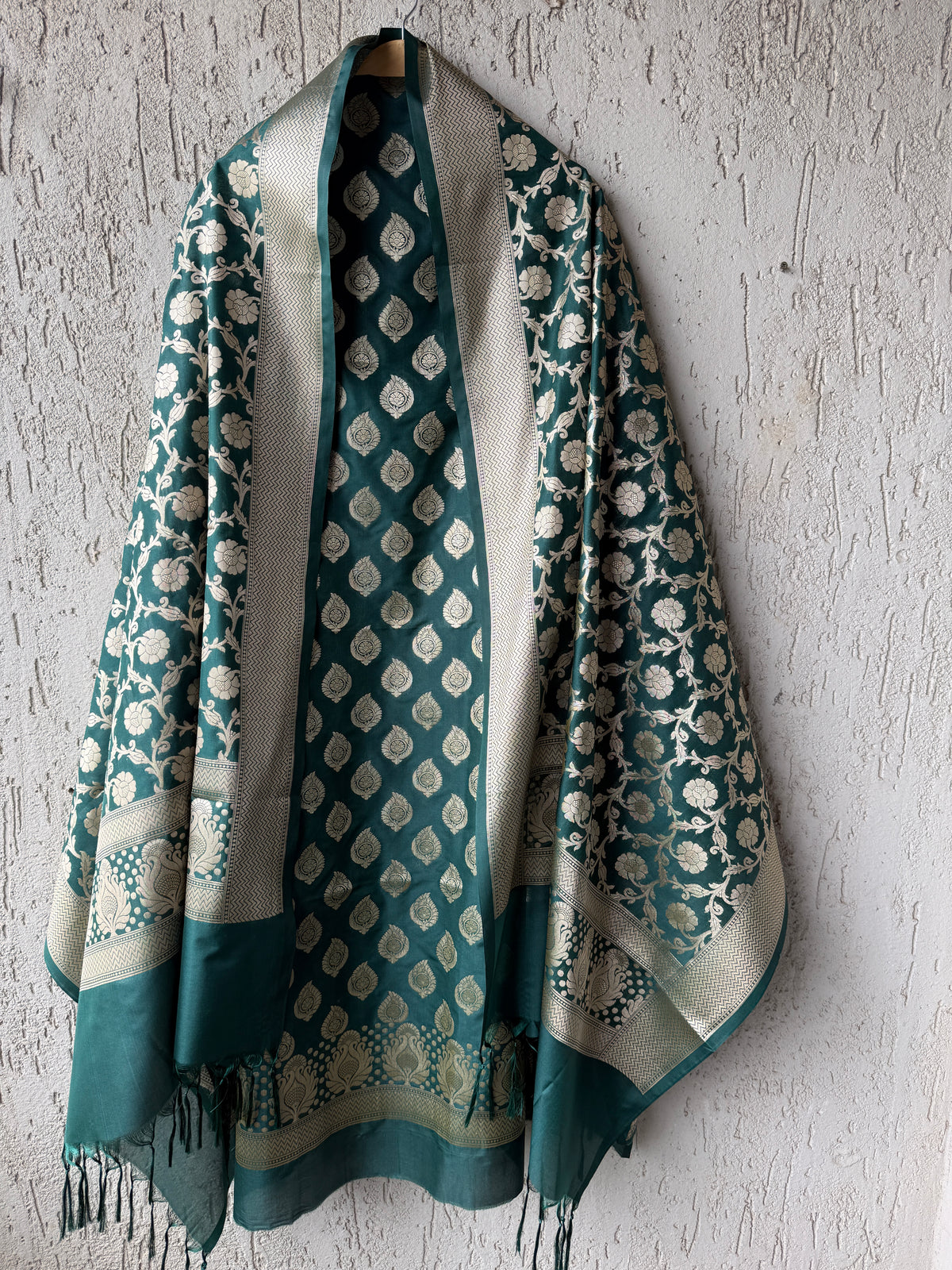 Bottle Green Banarasi Katan Silk