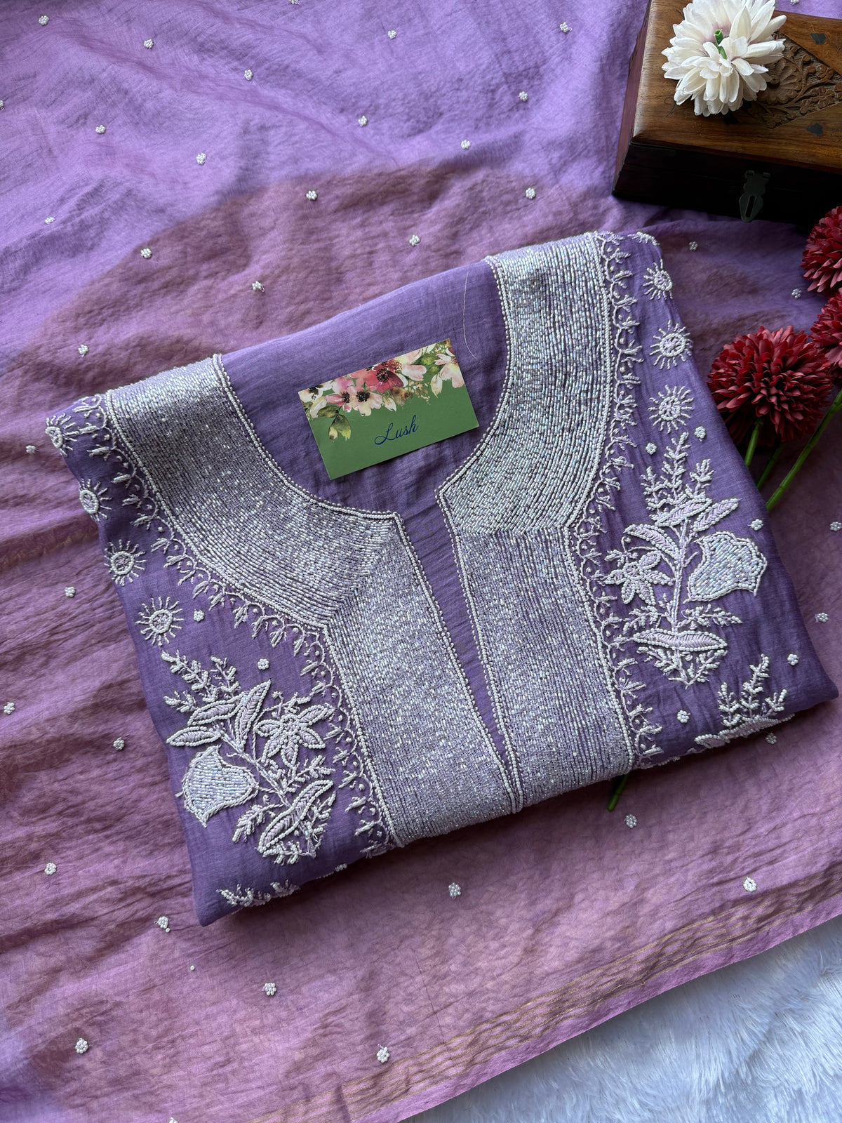 Lavender Pearl Chikankari