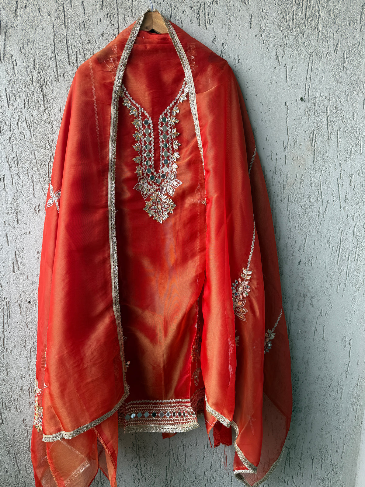 Rust Silk Mirror Gota