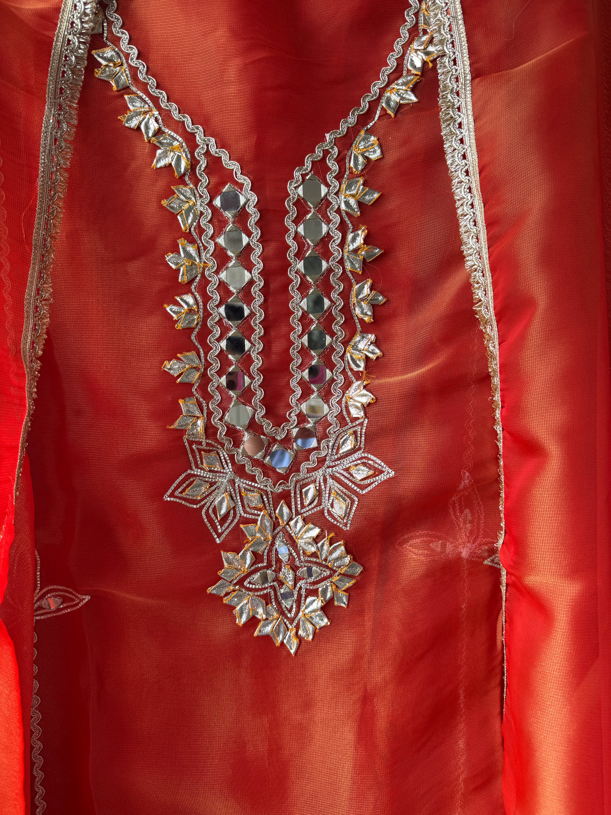 Rust Silk Mirror Gota